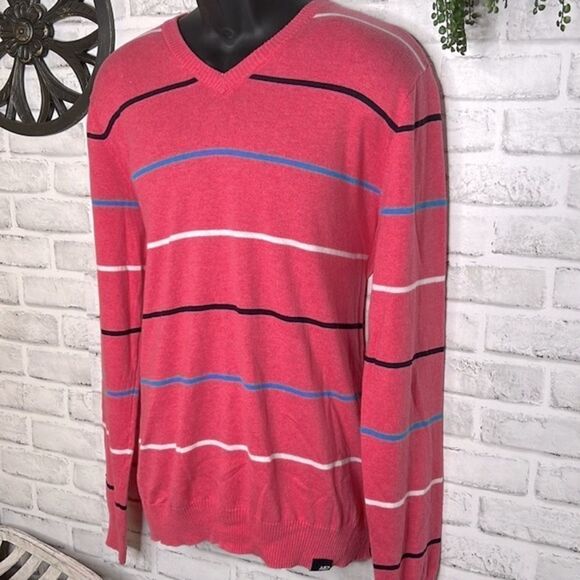 NWT Aeropostale 100% Cotton Pink Striped Lightweight Sweater Top Shirt Large - Picture 1 of 7